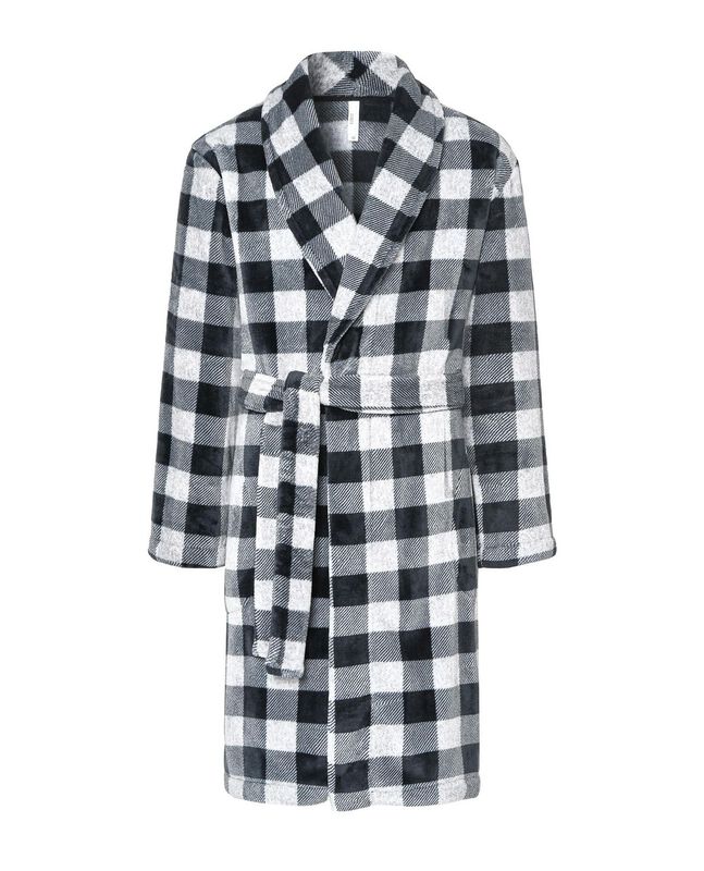 Bata de Cuadros Negros para Hombre Negro image number null