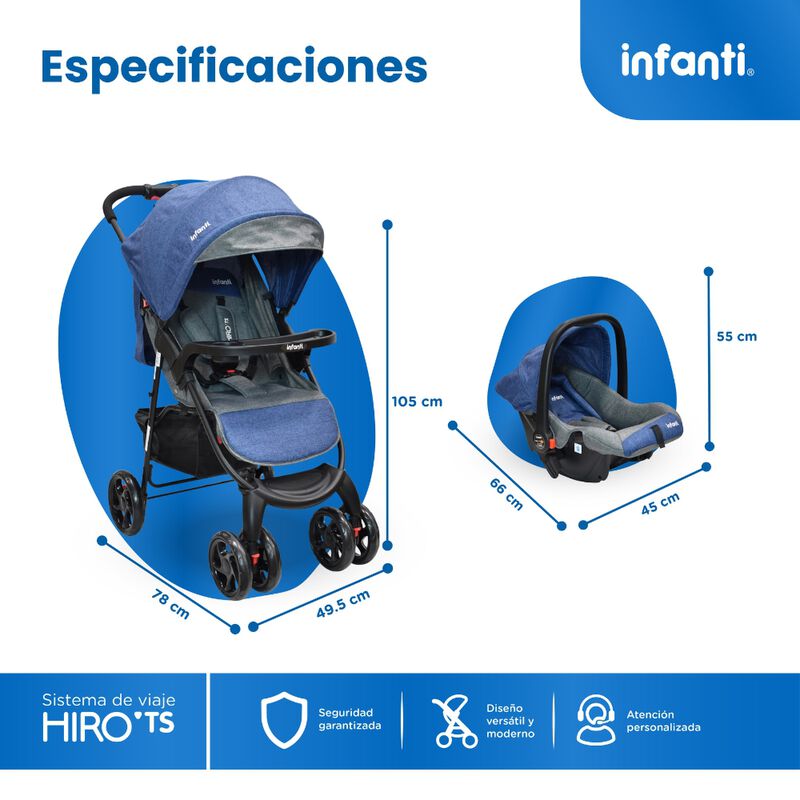 Carriola Travel System Hiro TS Azul Con Portabe... image number null