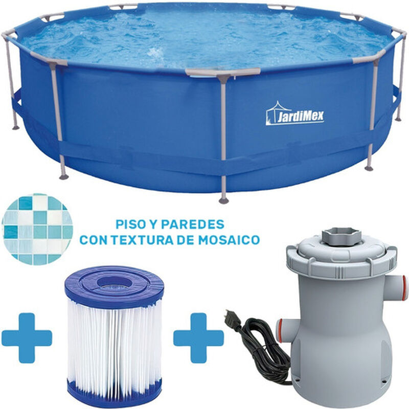 Alberca Redonda Mosaico 365cm X 76cm Altura + B... image number null