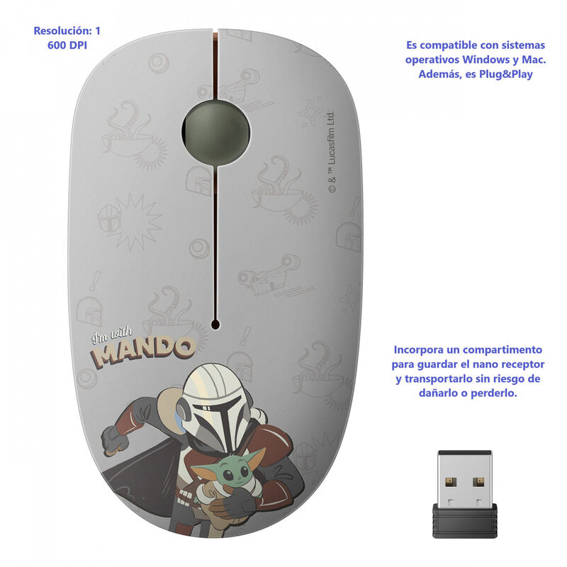 Mouse inal&aacute;mbrico 1 600 DPI Star Wars modelo Ma... image number null