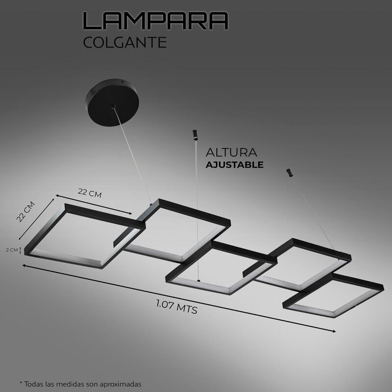 Candil Suspendido De Led 5 Cuadros image number null