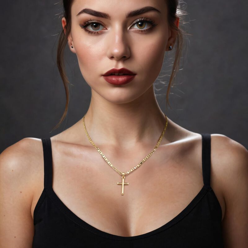 Collar Jade Kos Cross De Oro De 14 Quilates Par... image number null
