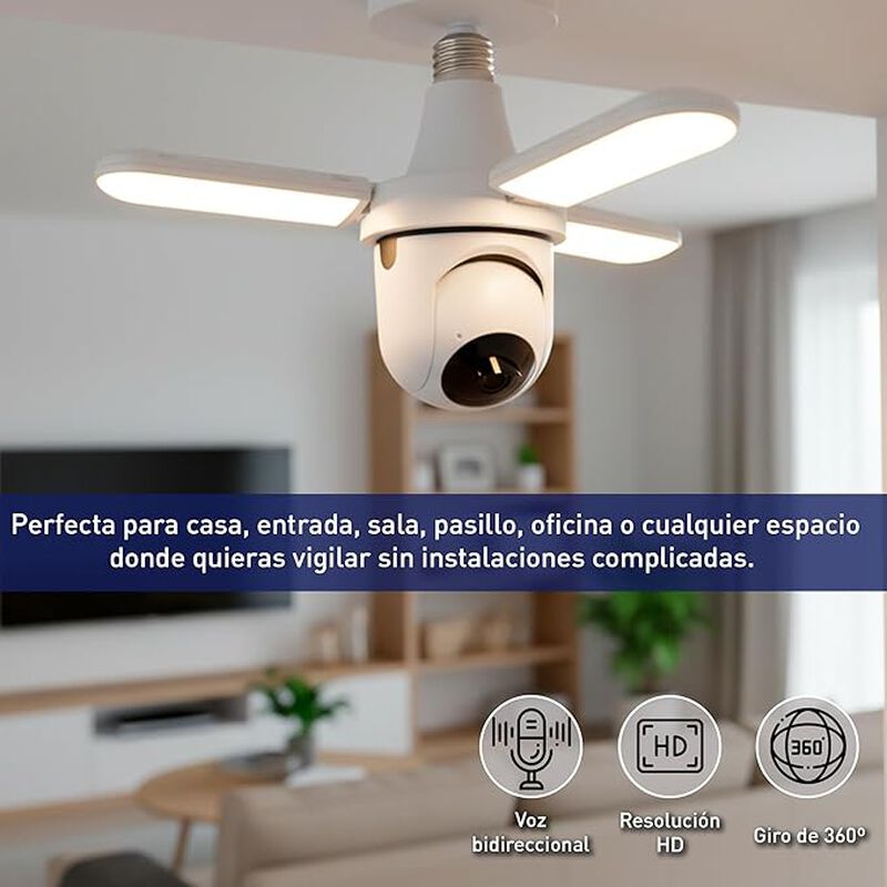 C&aacute;mara de Seguridad WiFi Tipo Foco con Movimien... image number null