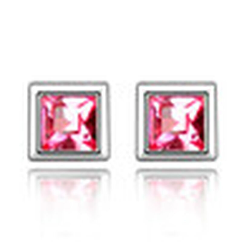 Aretes en Baño de Oro Blanco de 18K de Cuadro c... image number null