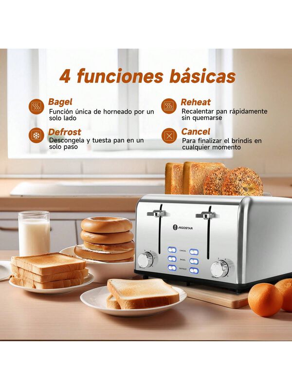 Tostadora Acero Inoxidable 4 Rebanadas 1750w Pl... image number null