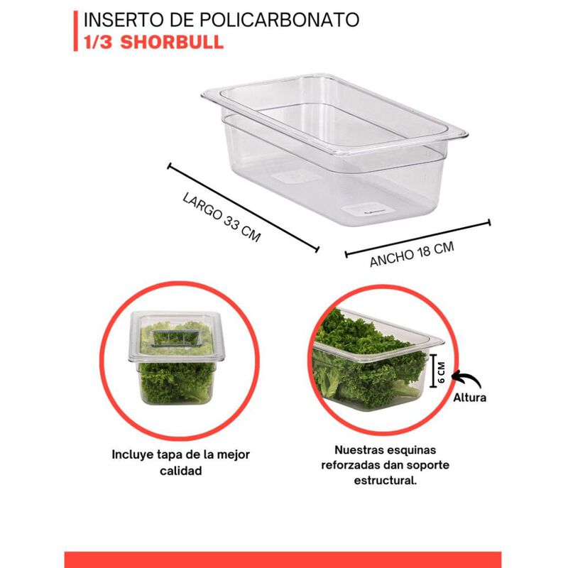 Inserto policarbonato 1/3 6cm con tapa Shorbull image number null