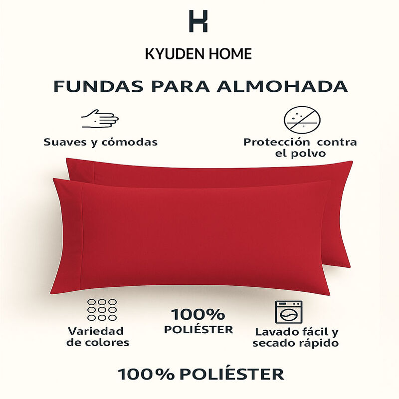 Fundas de Almohada Suaves y Duraderas Rojo  Kyu... image number null
