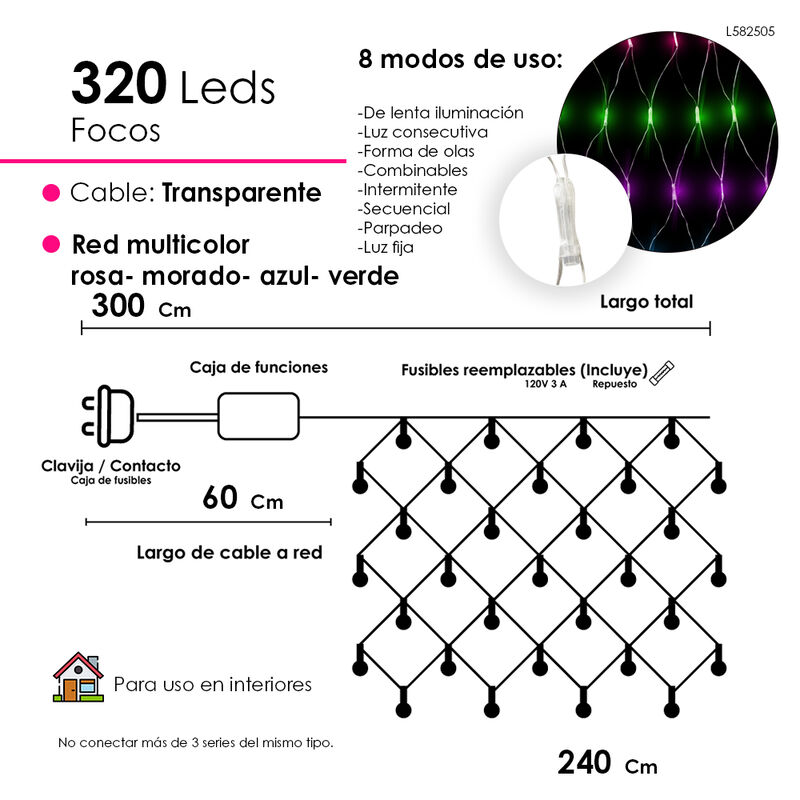 Serie tipo Red Luces LED Multicolor 320 focos c... image number null