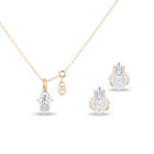 Juego De Joyer&iacute;a Juego De Dije Con Cadena Y Broqueles Mano De Fatima Oro Amarillo 14k Con 9pts De Diamante