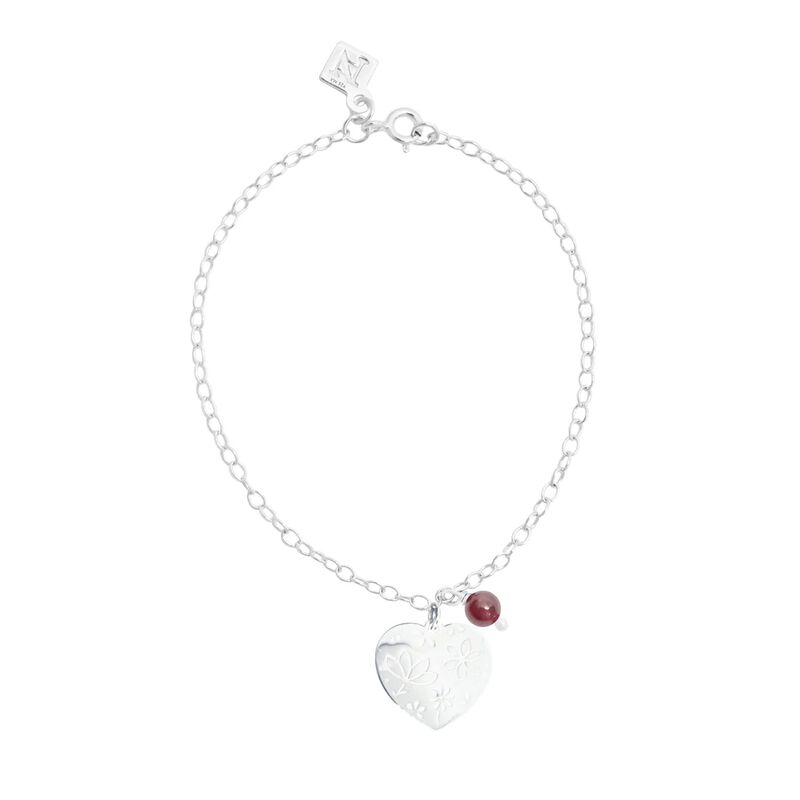 Pulsera Querer Cadena con Coraz&oacute;n y Granate de ... image number null