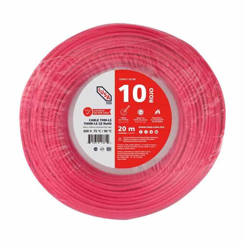Cable Thhw-ls Rohs Calibre 10 Awg Rojo 20m image number null