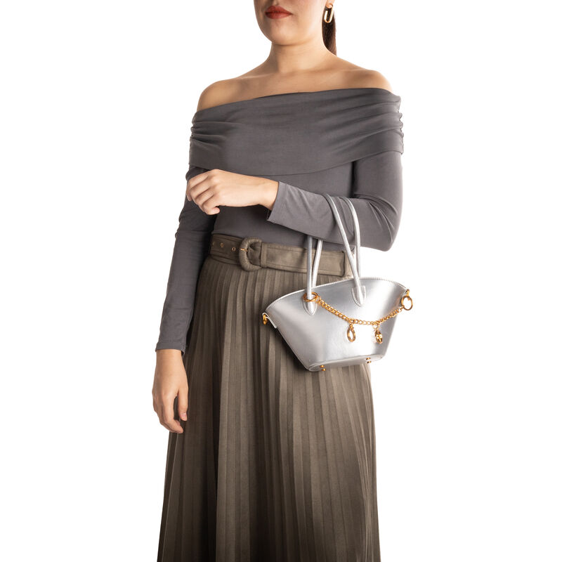 Bolsa Tote Chica Con Pouch Color Plata image number null