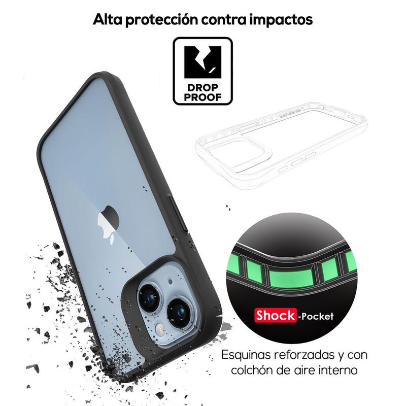 Funda TEKKU Combat para iPhone 15 Negra Transpa... image number null