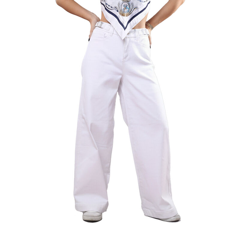 Jeans Wide Leg Tiro Medio Blanco Mezclilla image number null