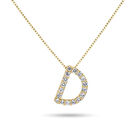 Dije Letra D De Oro Amarillo 14k Con Cadena Con 16pts De Diamante