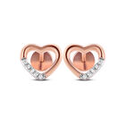 Broqueles De Oro Rosa 14K Con 3 Pts De Diamante