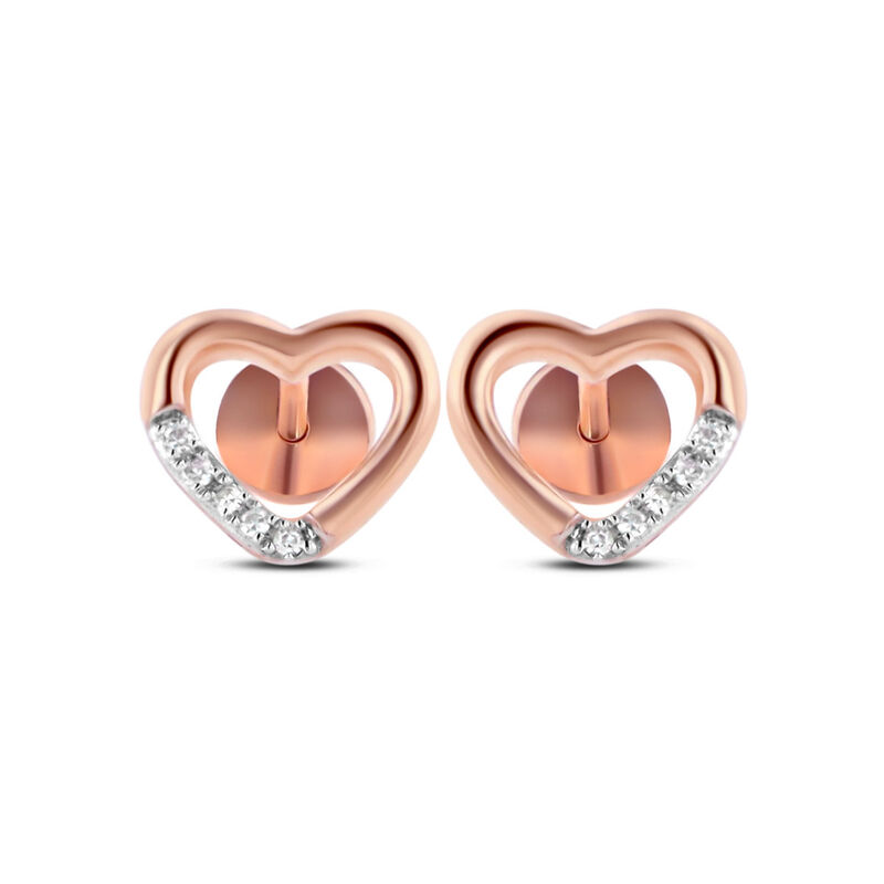 Broqueles De Oro Rosa 14K Con 3 Pts De Diamante image number null