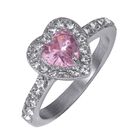 Anillo de Compromiso LuckyLy Amira Acabado Brillante de Acero Inoxidable y Zirconia C&uacute;bica de Coraz&oacute;n