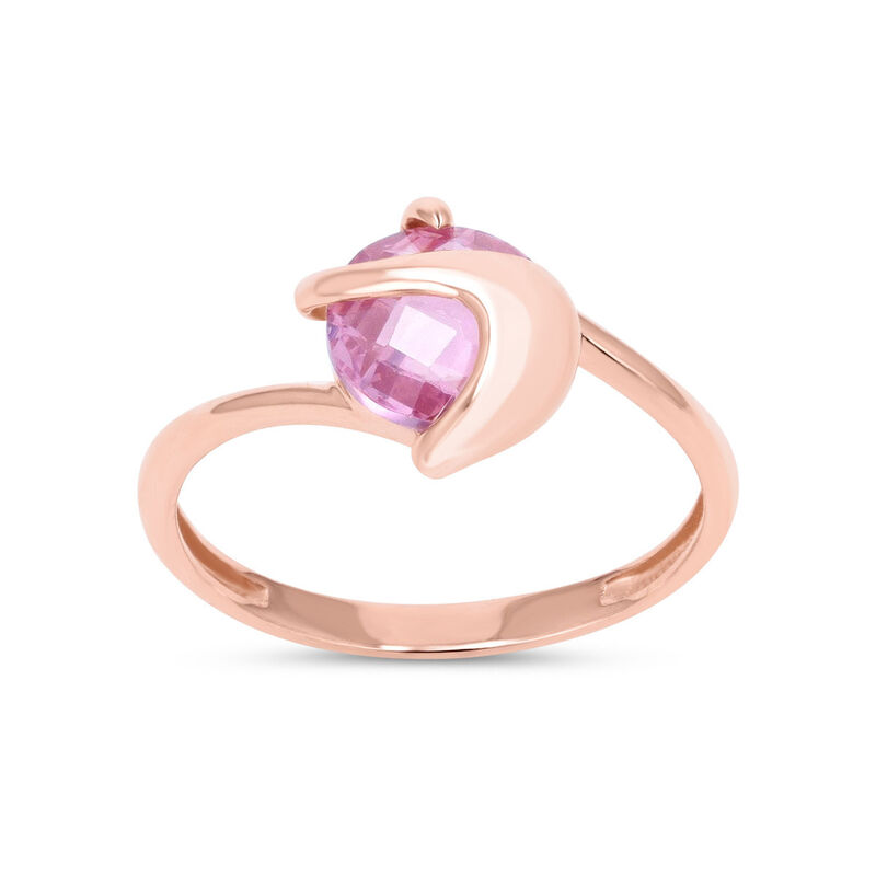 Anillo Promesa De Oro Rosa 14k Con Zirconia Ros... image number null