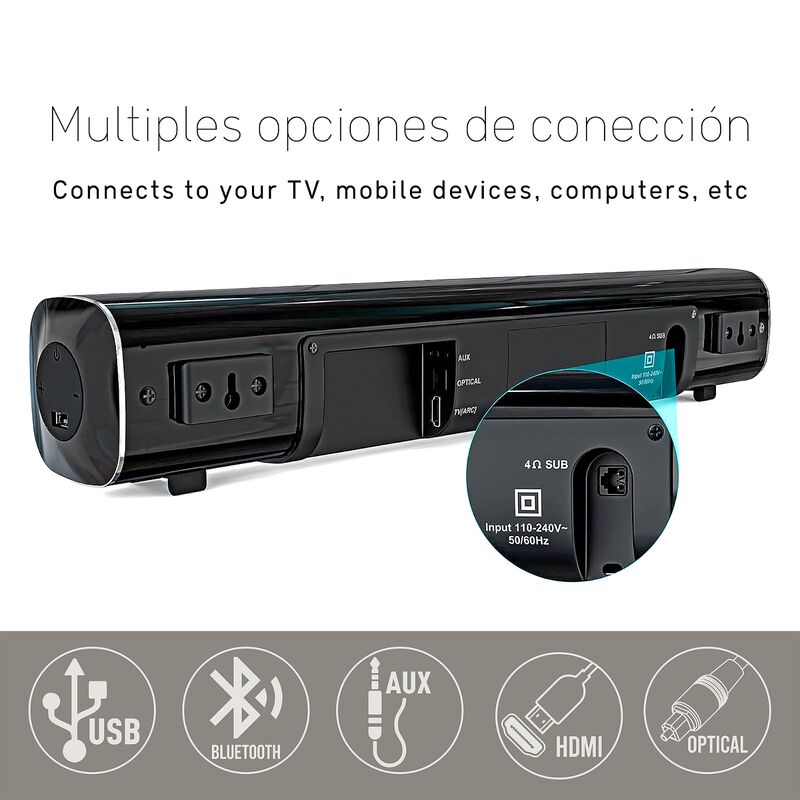 Barra de sonido 2.1 con subwoofer alambrico 400... image number null