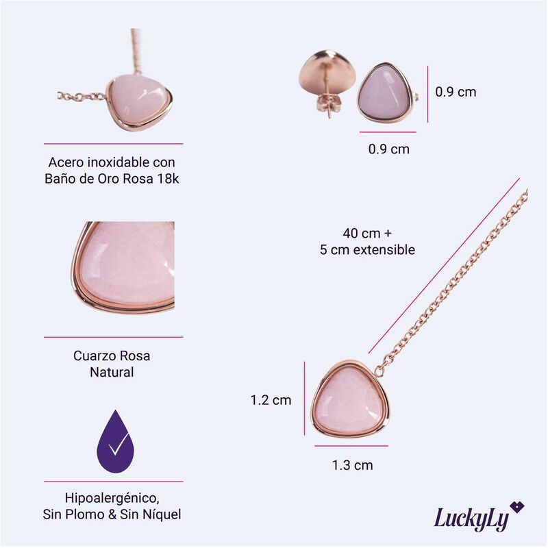 Juego Joyer&iacute;a Mujer Acero Inoxidable Cuarzo Ama... image number null