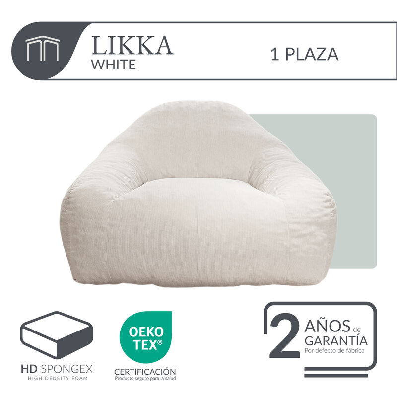 Sill&oacute;n Espuma Alta densidad LIKKA White 1 plaza... image number null