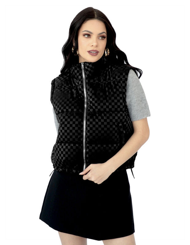 Chaleco Capitonado Corto Gorro Desmontable Negr... image number null