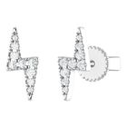 Broqueles De Rayo De Oro Blanco 14k Con 11pts De Diamante