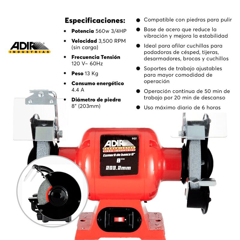 Esmeril De Banco De 8 Pulgadas 203.2mm Industri... image number null