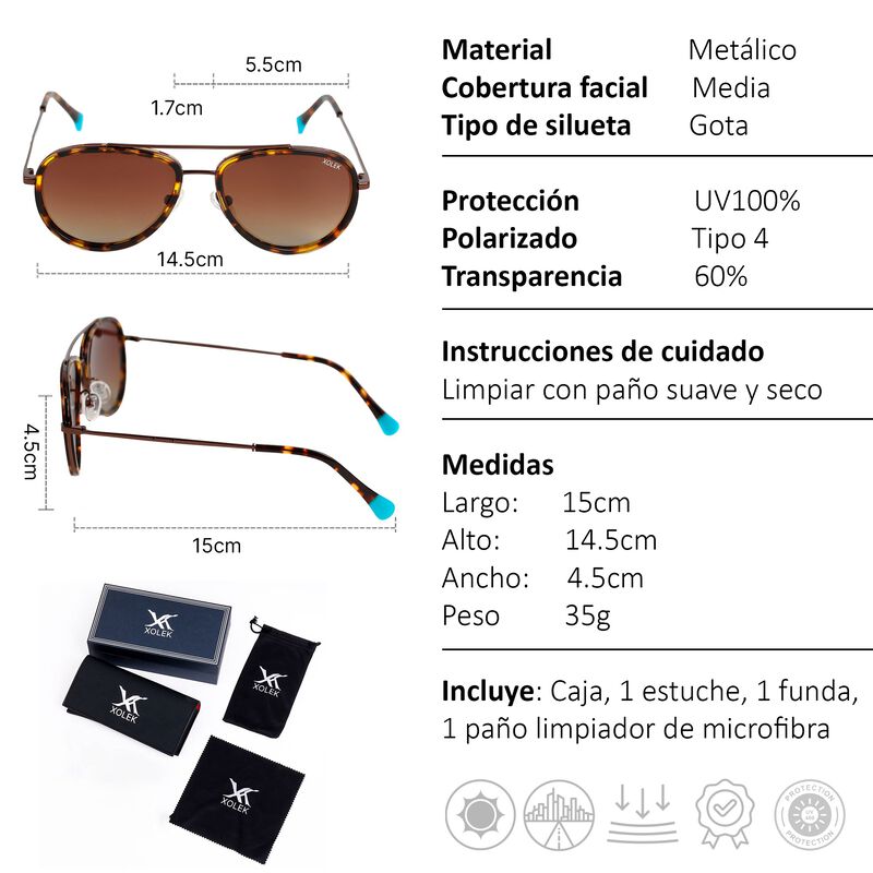 Lentes De Sol Xolek 141 Met&aacute;lico Animal Print U... image number null