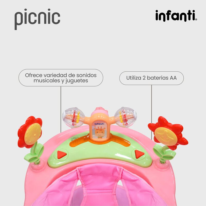 Andadera Picnic 3 En 1  Interactiva Rosa image number null