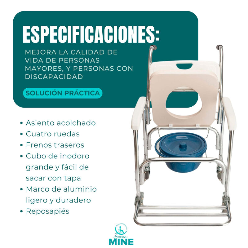 Silla Comodo con Ruedas y Frenos Traseros | Si... image number null