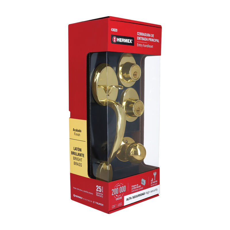 Jaladera Perilla y Cerrojo Llave-Llave Lat&oacute;n Br... image number null