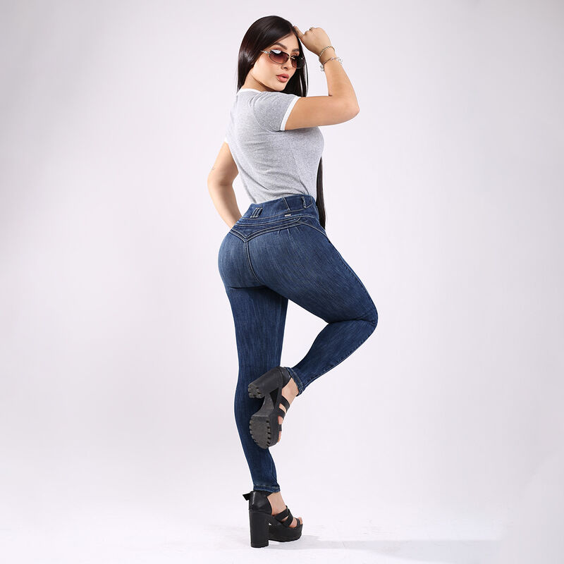 Jeans N4787 Stretch  Push Up Tiro Alto Skinny A... image number null