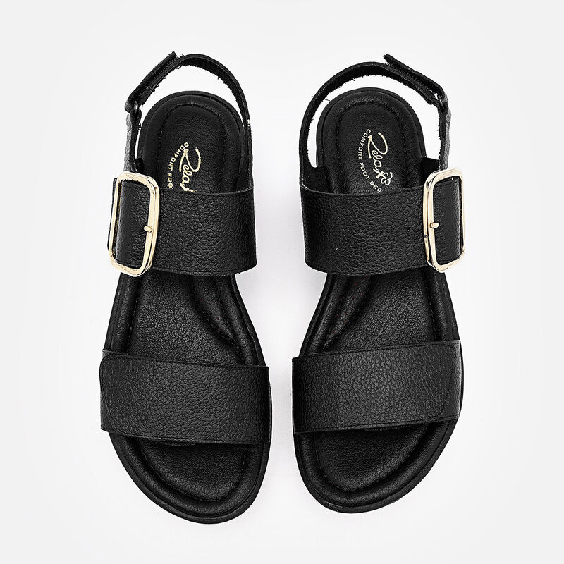 Relax sandalia cu&ntilde;a para mujer negro cod 140797... image number null