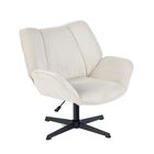 Silla Giratoria Ajustable Con Brazos, Tela Pana Beige Y Base Negra