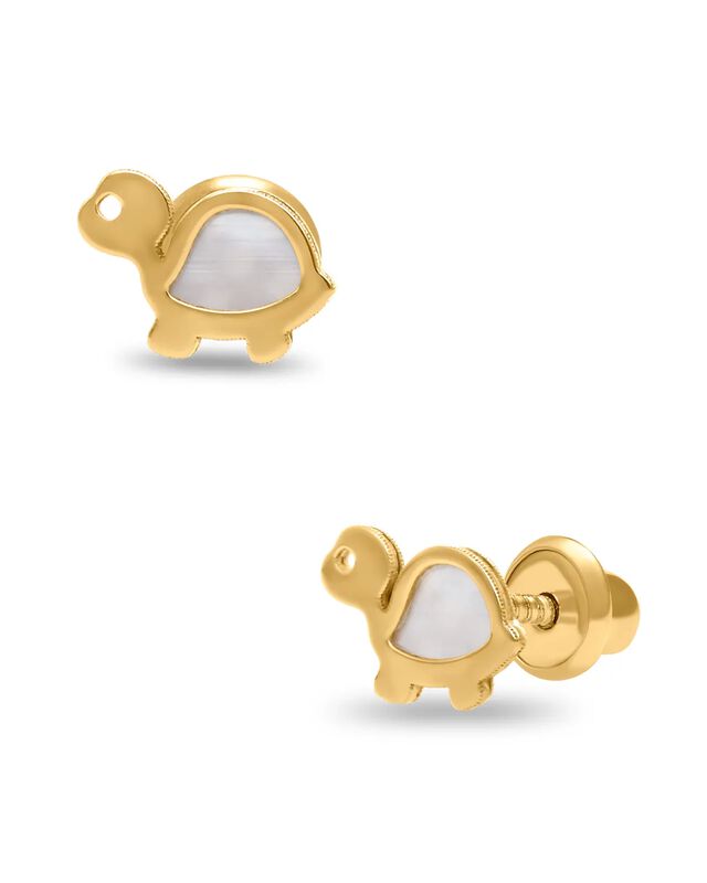 Broqueles De Tortuga En Oro Amarillo 14k Con Na... image number null