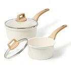 Juego De Sartenes Carote De 1,5 L Y 3 L Antiadherentes Con Tapa, 4 Unidades, Color Blanco