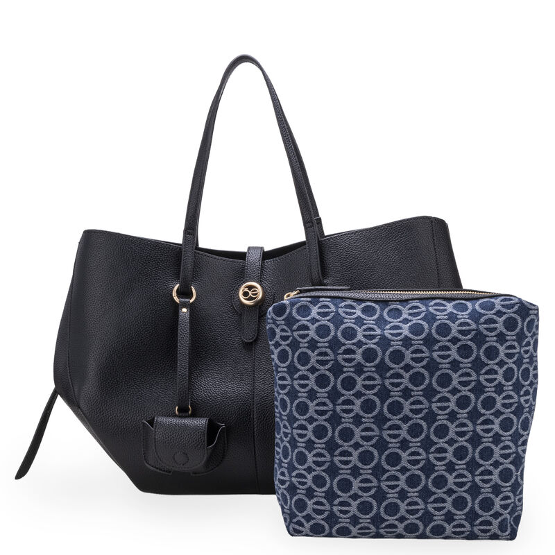 Bolsa Tote Maxi Con Porta Audif&oacute;nos Color Negro image number null