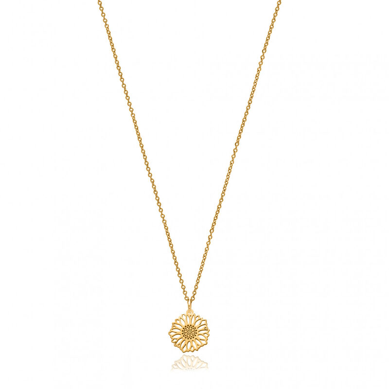 Dije Girasol Mini de Plata con Ba&ntilde;o de Oro Con ... image number null