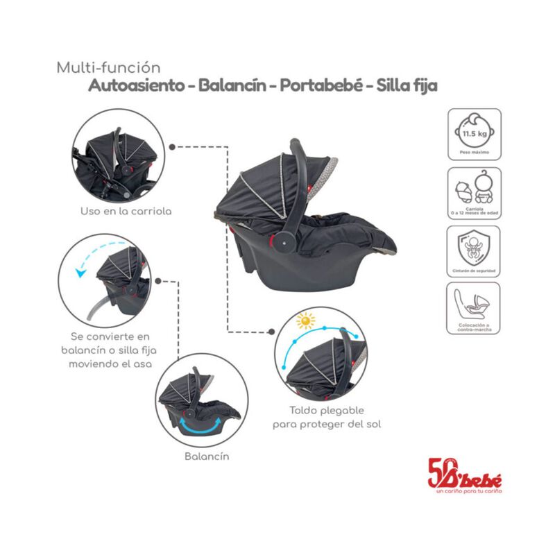 Carriola D Beb&eacute; Travel System Aventura Negra image number null