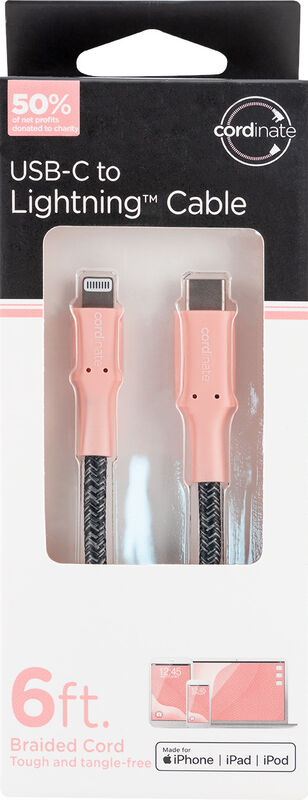 Cable USB-C to Lightning 6ft Coral image number null