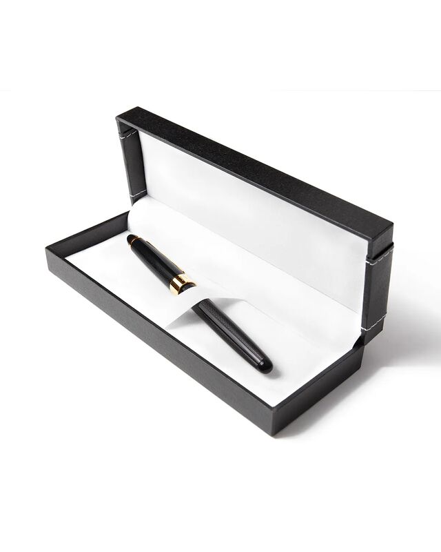 Pluma Bizzarro Negra Con Dorado-tinta Azul Gua-... image number null