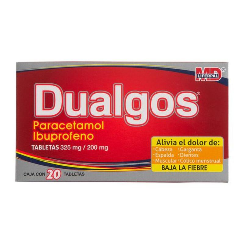 Dualgos 200/325mg caja 20 tabletas image number null