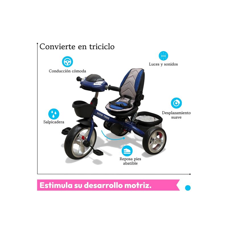 Triciclo Evolutivo 7 En 1 Acero Con Asiento Gir... image number null