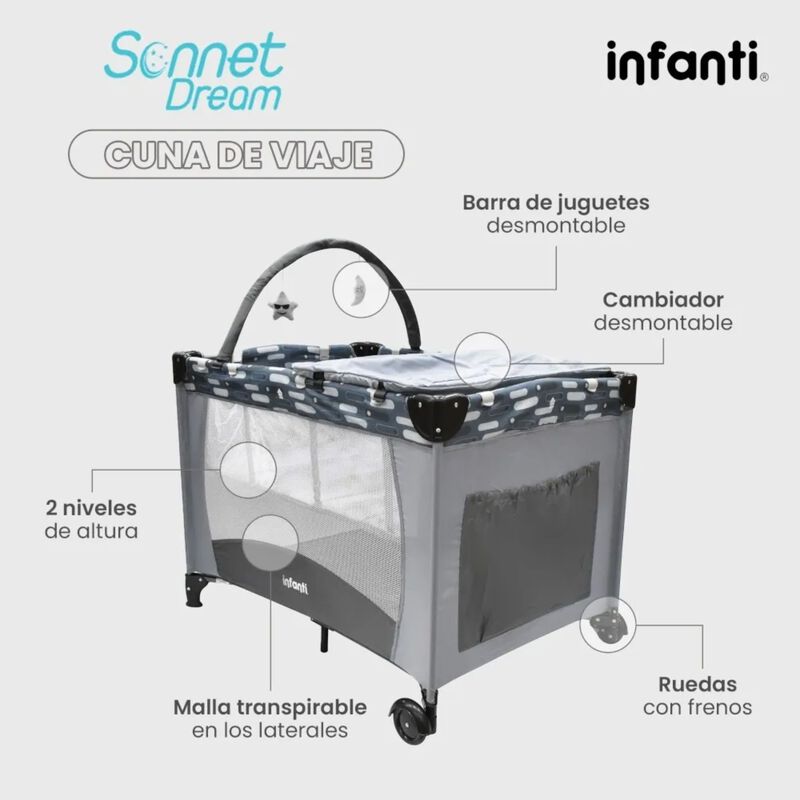 Set Cuna De Viaje Sonnet Dream + Carriola Liger... image number null