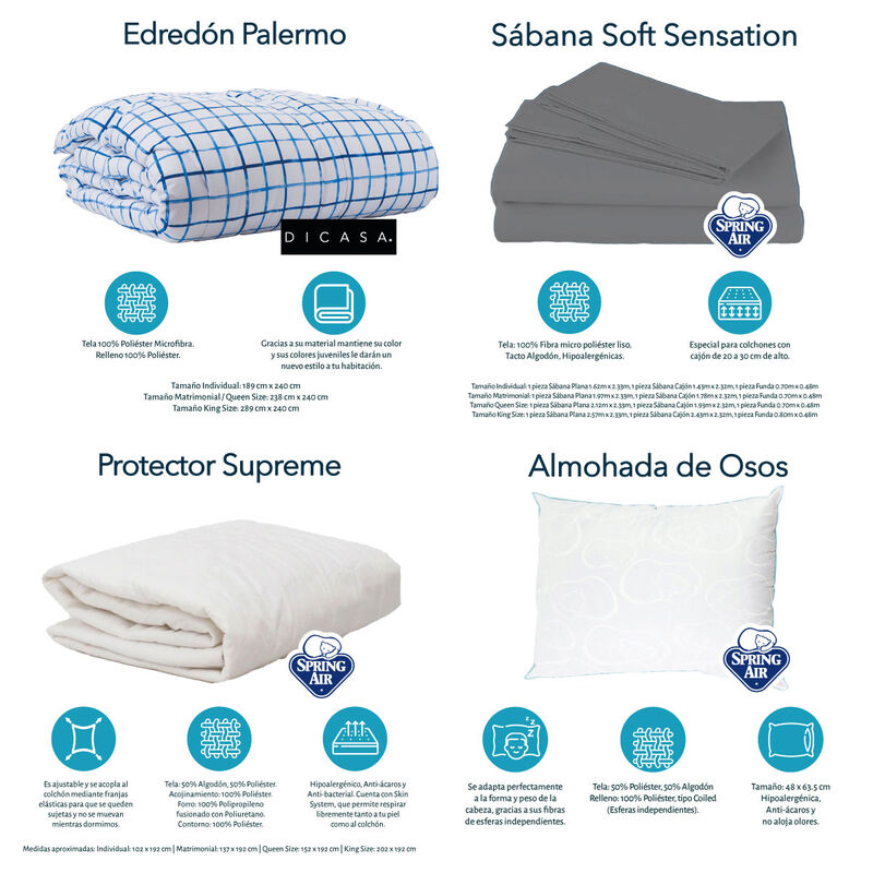 Colchón King Size Spring Air Mónaco  + Almohada... image number null