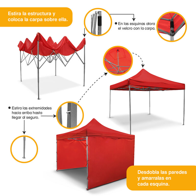 Toldo 3x3 Con Paredes Plegable Carpa Reforzada ... image number null