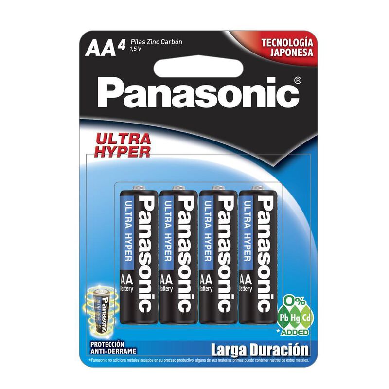 Pila Panasonic Carb&oacute;n Zinc Azul Aa Con 4 Unidad... image number null