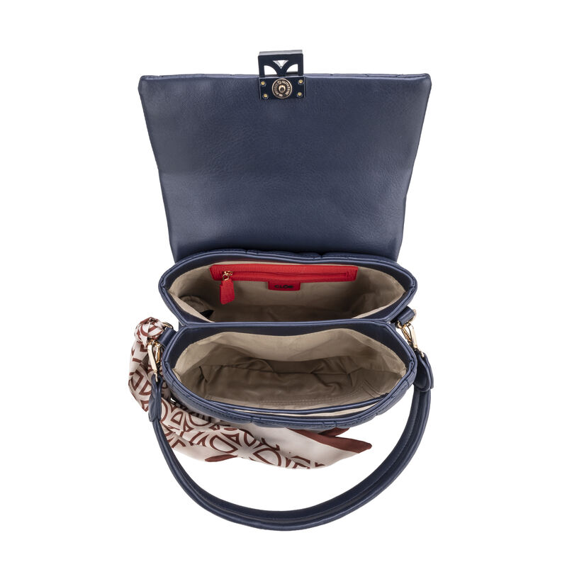 Bolsa Satchel Mediana Con Mascada Color Azul Ma... image number null
